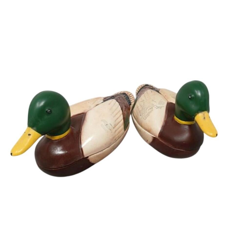 Vintage 1978 Avon Mallard Duck Glass Covered Dishes Set of 2